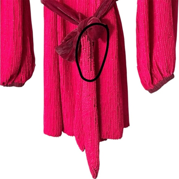 NWT Retrofete Gabrielle Sequin Wrap Robe Mini Dress in Hot Pink size S V Neck - Picture 6 of 16